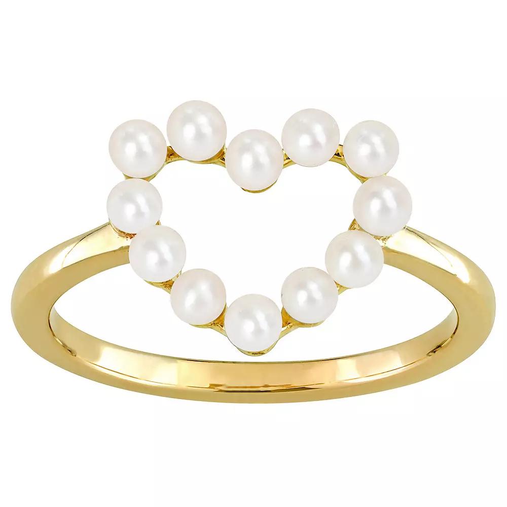 Stella Grace 14k Gold Freshwater Cultured Pearl Heart Ring, Women's, Size: 5.50 Product Image