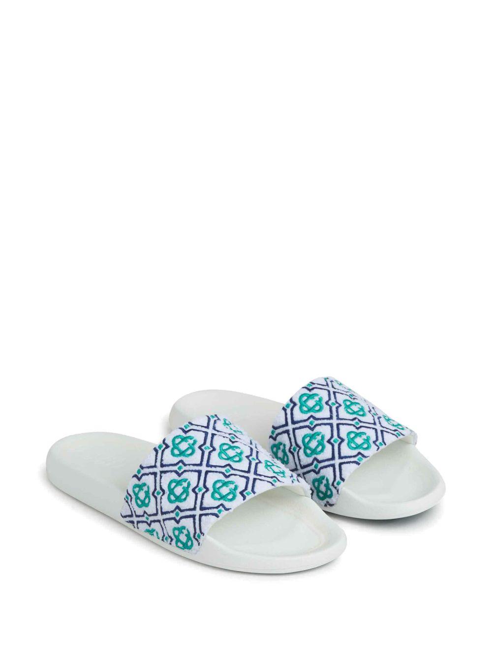 embroidered-monogram slides Product Image