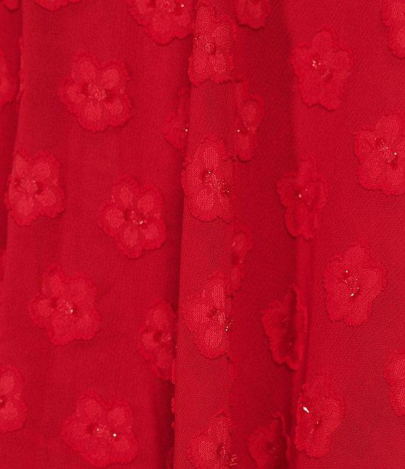 Midnight Doll Chiffon Jacquard Long Sleeve Tiered Dress Product Image