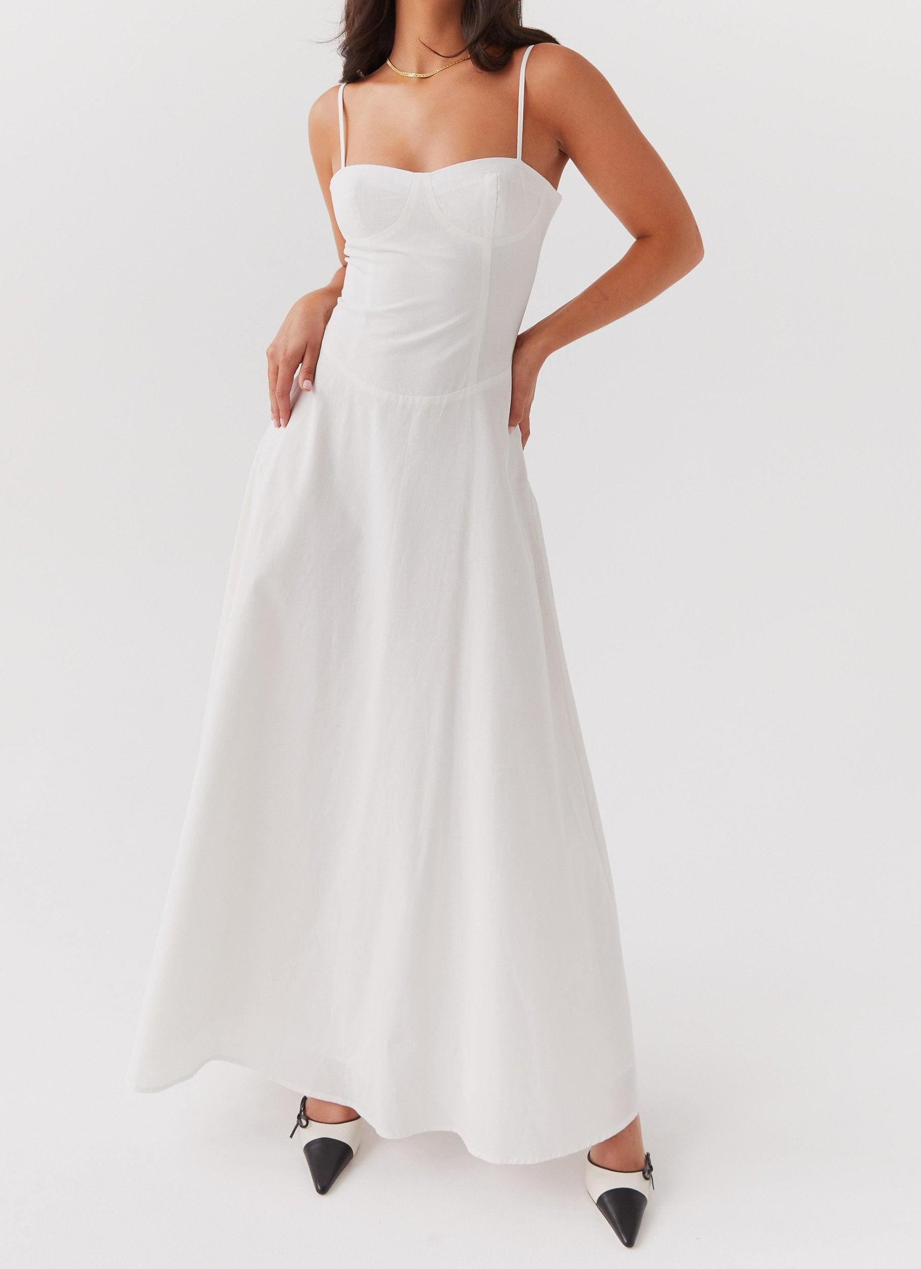 Angelina Linen Maxi Dress - White Product Image