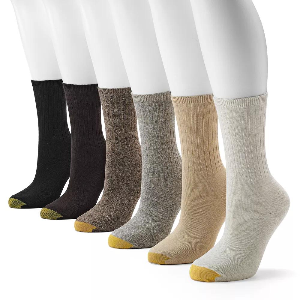 Women's GOLDTOE ® 6-pack Ribbed Crew Socks,  Product Image