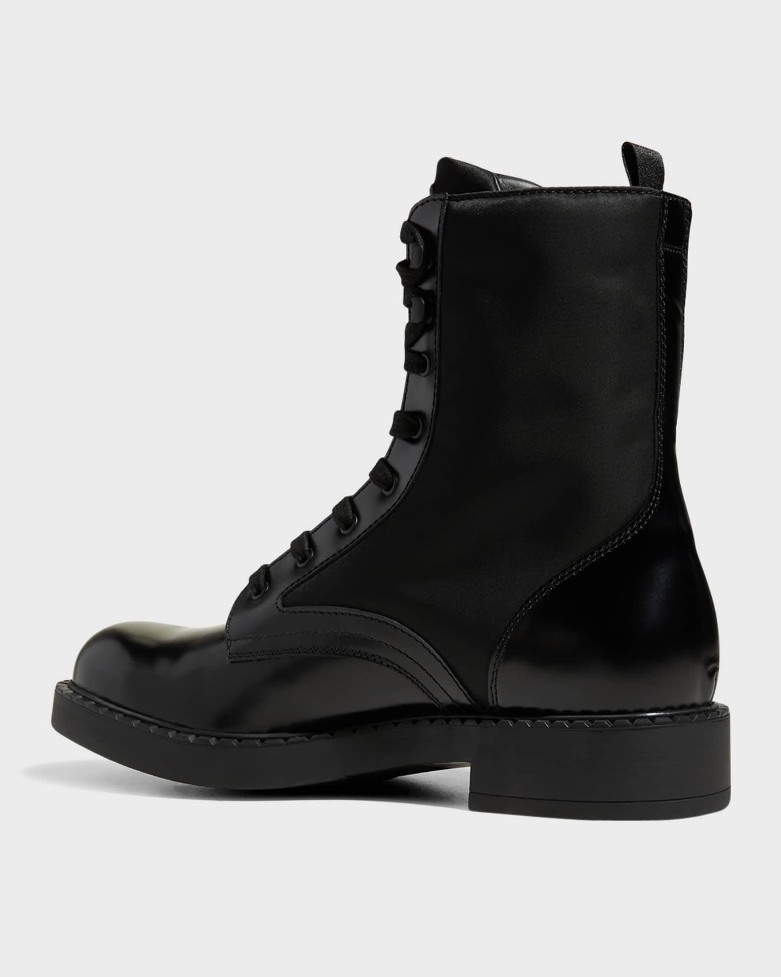 Men's Nylon & Leather Triangle Logo Combat Boots Product Image