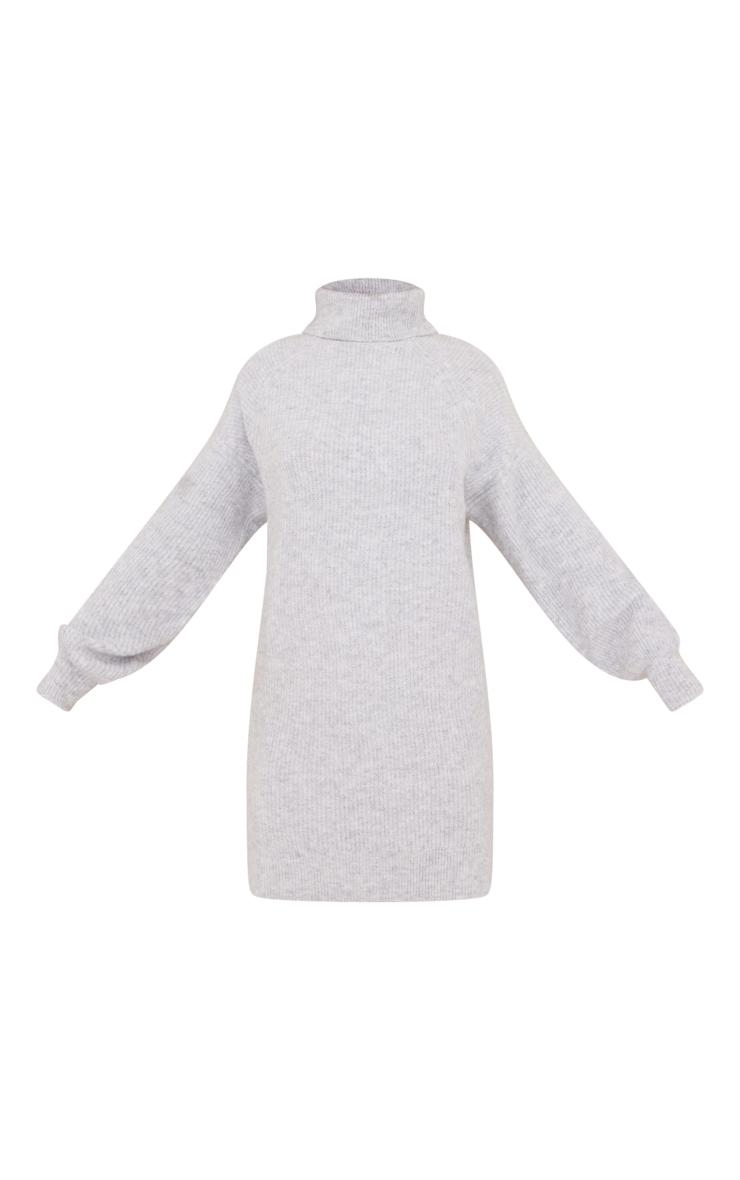 Grey Luxe Knit Roll Neck Sweater Dress Product Image