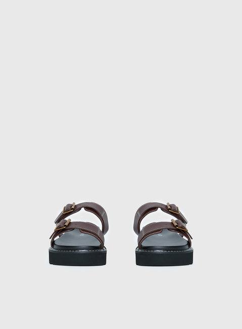 Ma Belle Sandals Contrast Stitch Chocolate Product Image