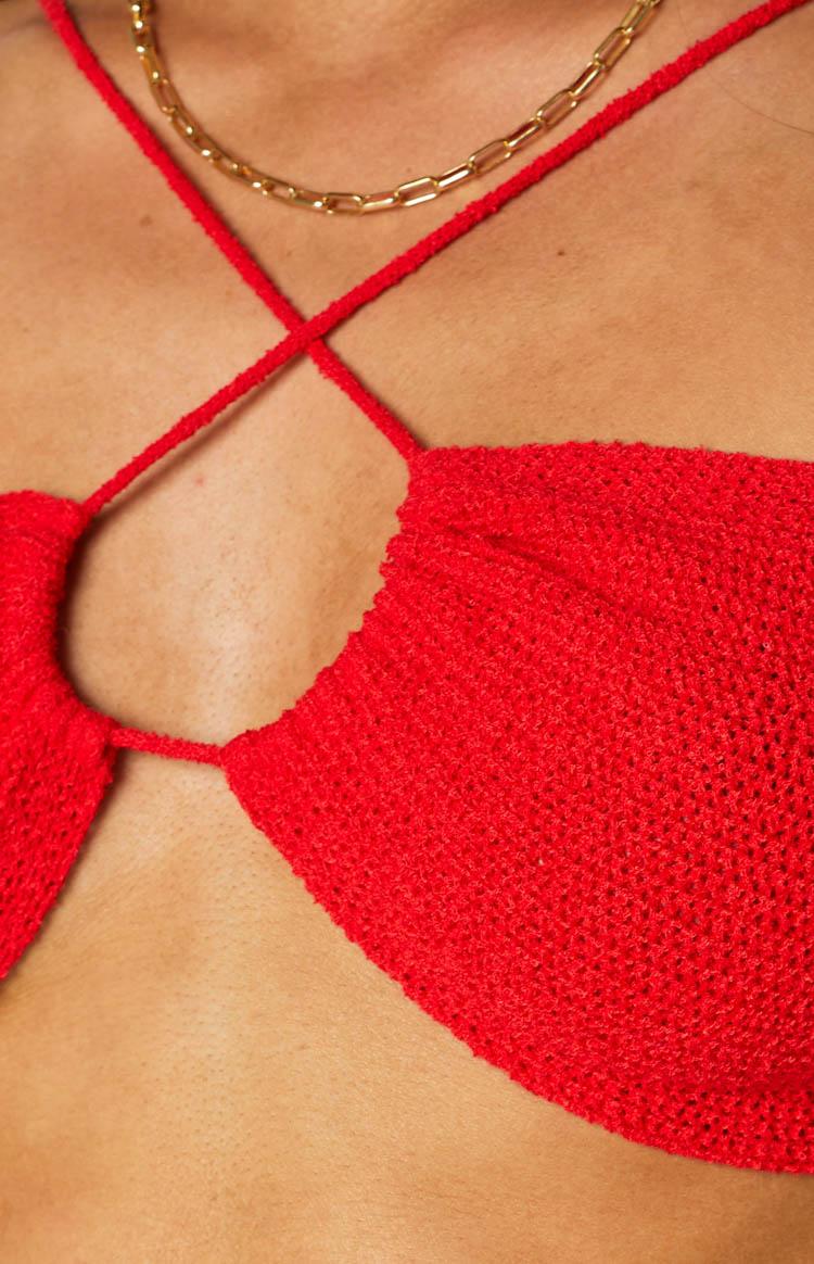 Seoul Red Halter Crop Top Product Image