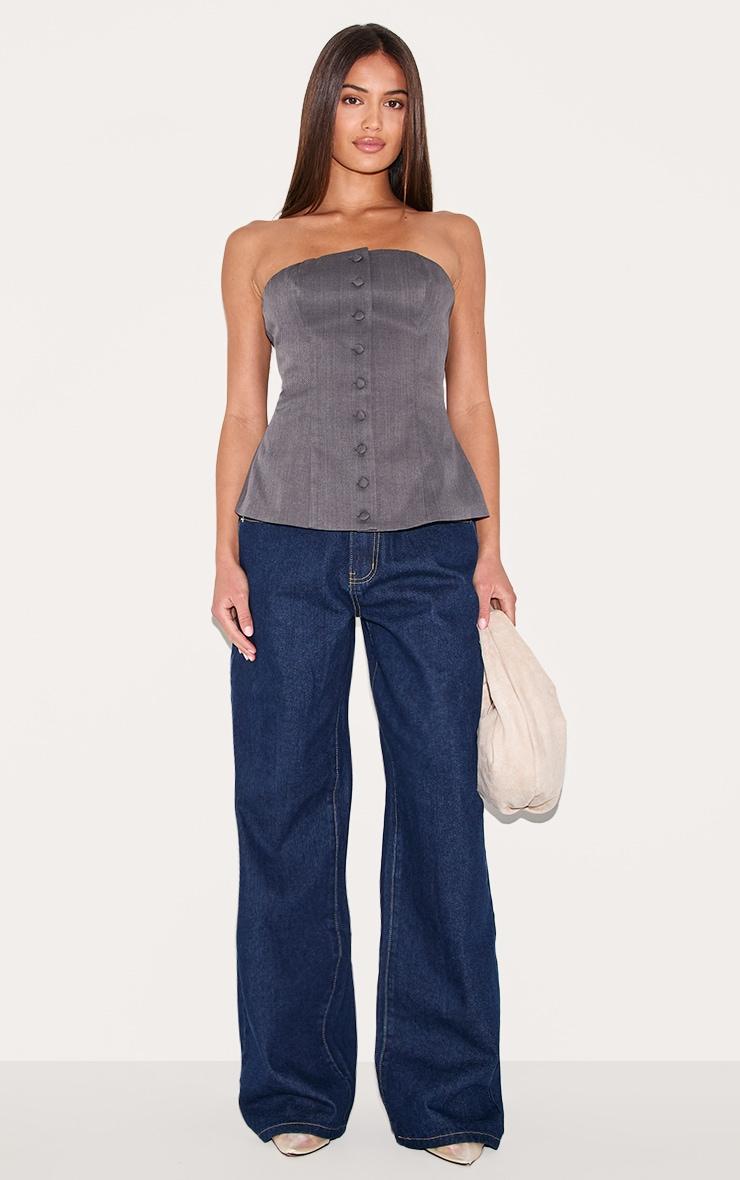 Charcoal Woven Structured Bandeau Vest Product Image