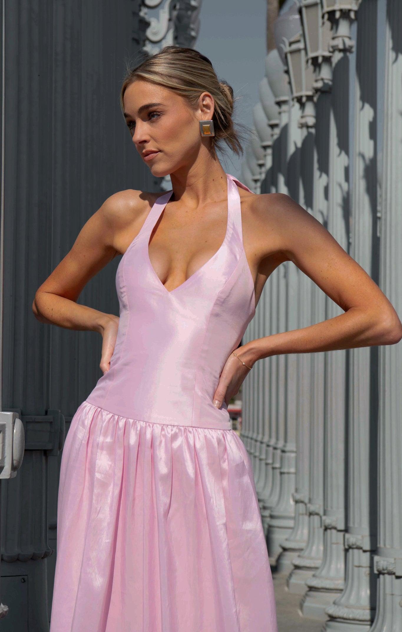 Eliza Maxi Dress ~ Light Pink Light Taffeta Product Image