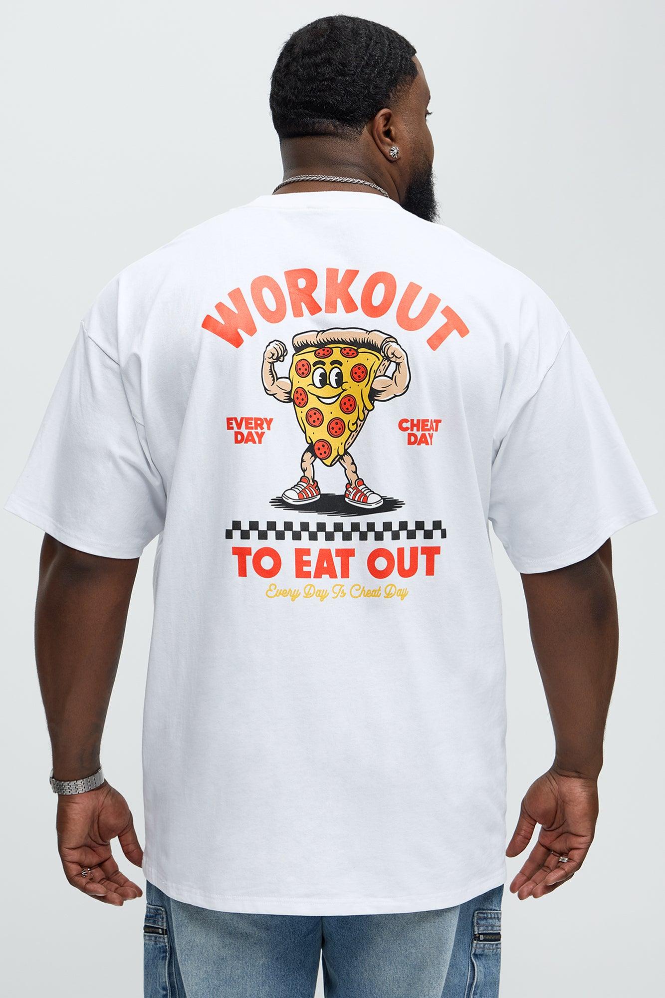 Workout To Eat Out Oversized Short Sleeve Tee - White Male Product Image