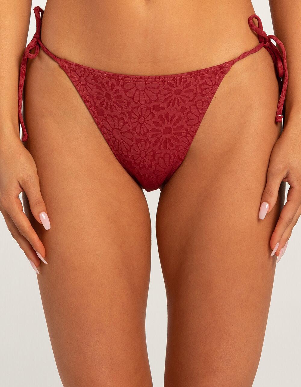 DAMSEL Texture Tie Side Bikini Bottoms - RUBY Product Image
