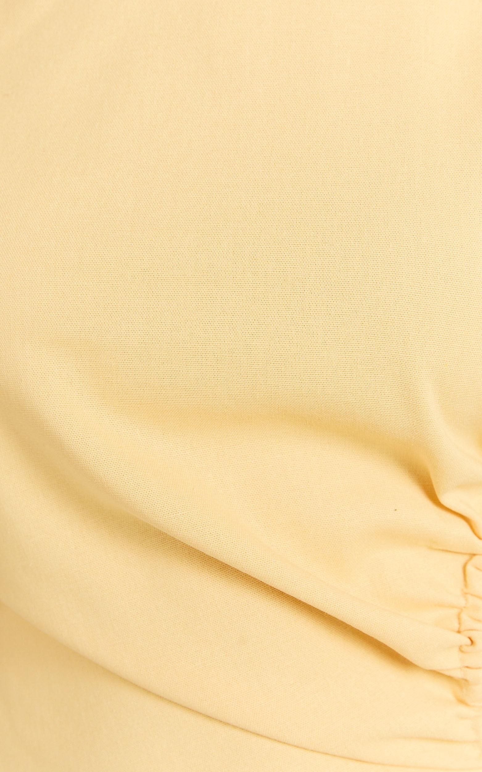 Samira Mini Dress - Ruched Cut Out Linen Dress in Lemon Product Image