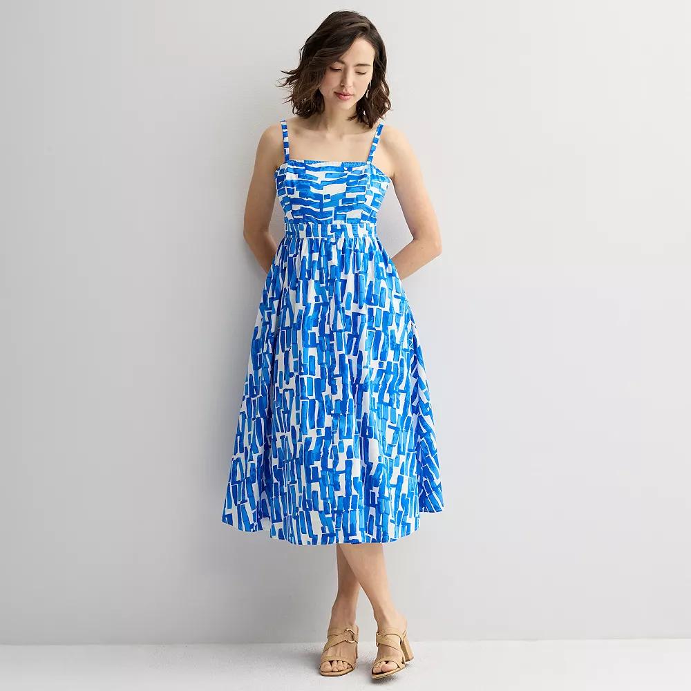 Women's Nine West Square Neck A-Line Dress, Size: XL, Blue Kelly Abstract Product Image