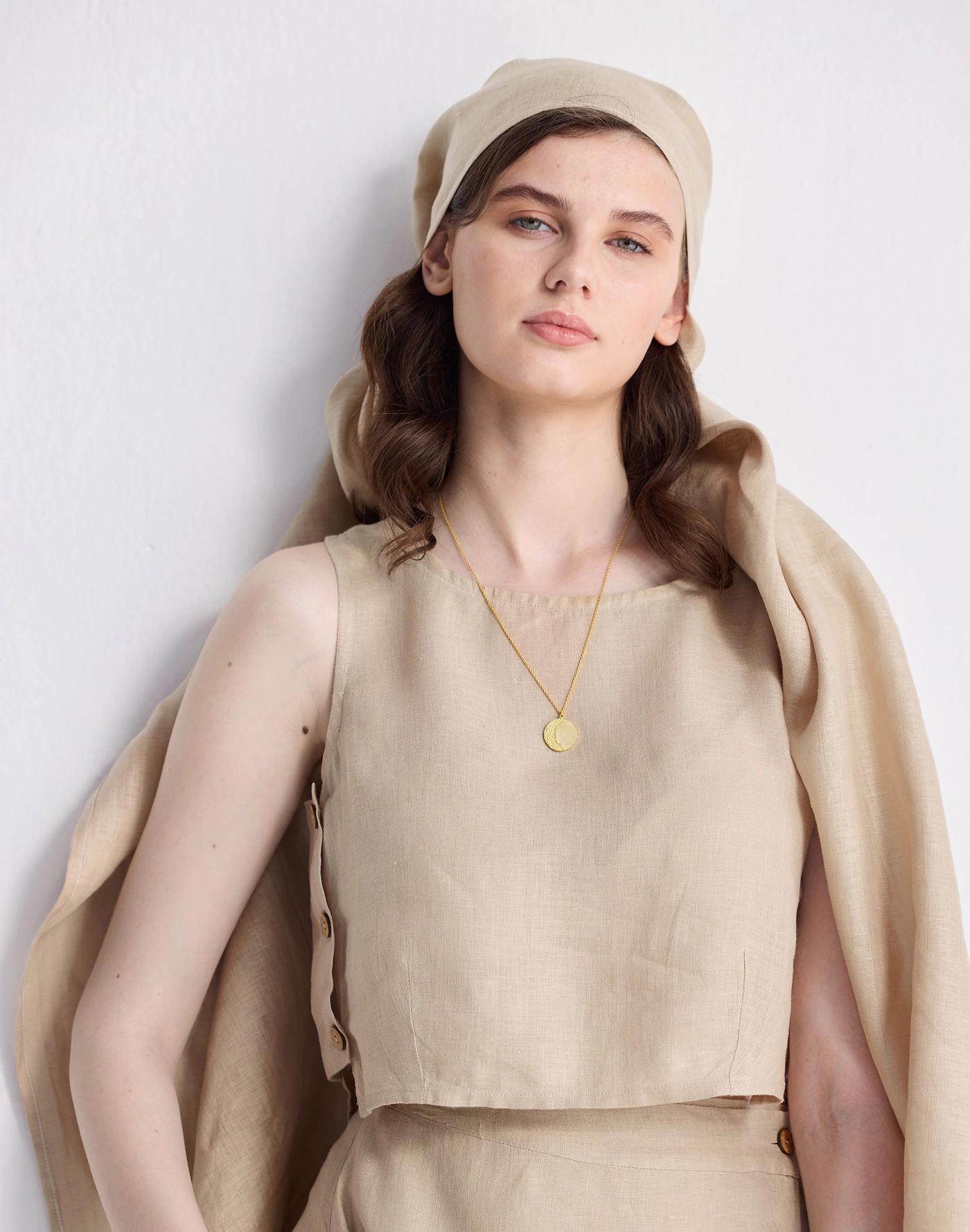 Reistor® Boxy 100% Hemp Crop Top in Neutral Beige Product Image