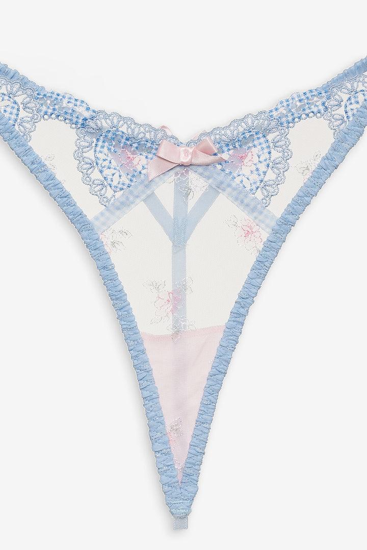 Dainty Doily Thong Panty — Blue Product Image