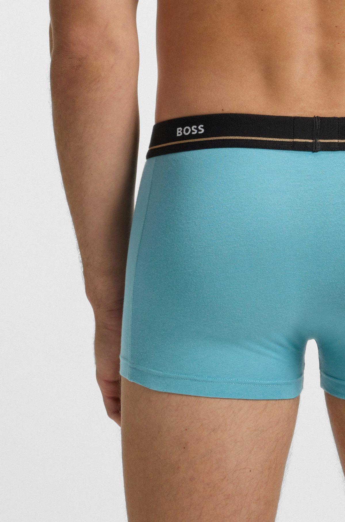 BOSS - Three-pack of stretch-cotton trunks with logo waistbands - Patterned Product Image