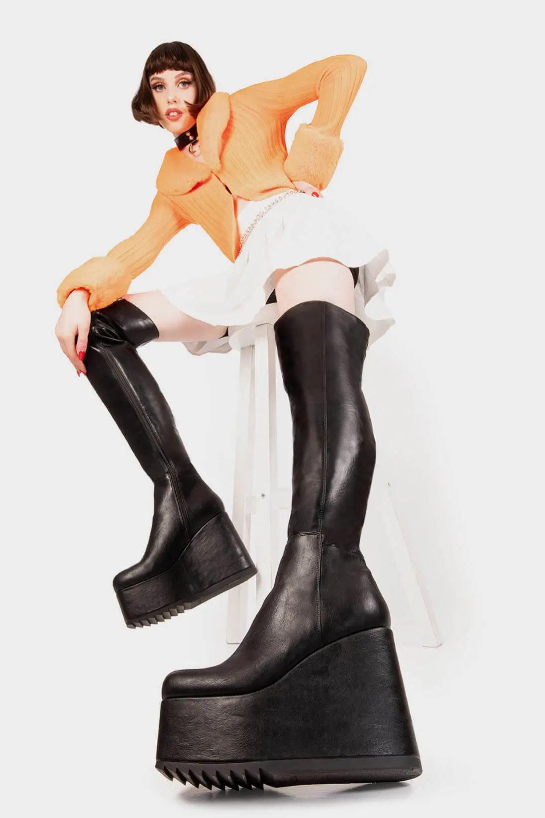 Never Again Chunky Platform Thigh High Boots Product Image