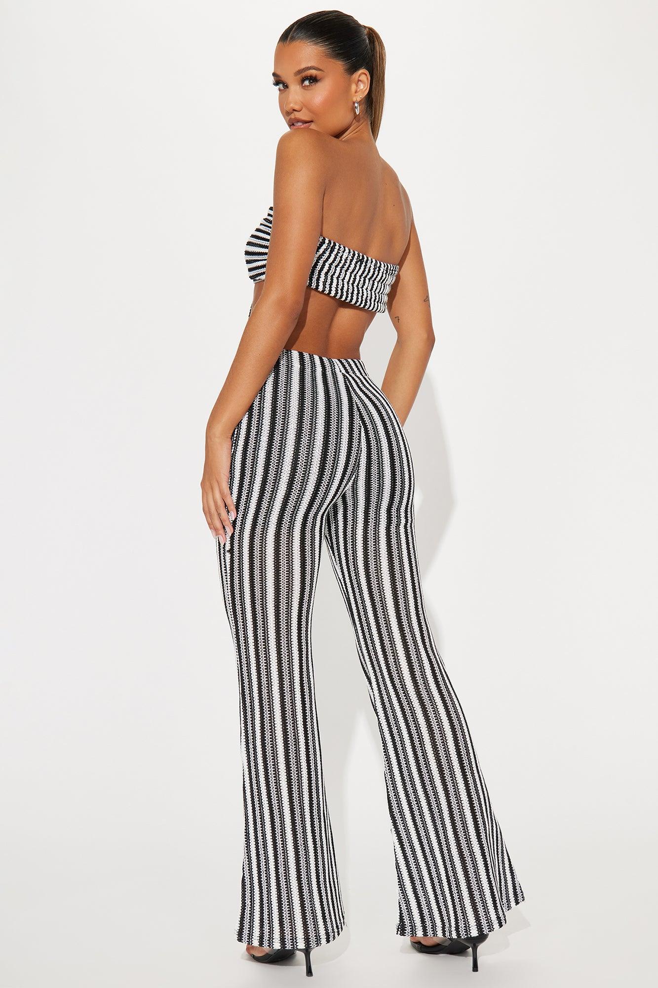 Pool Side Crochet Pant Set - Black/combo Product Image