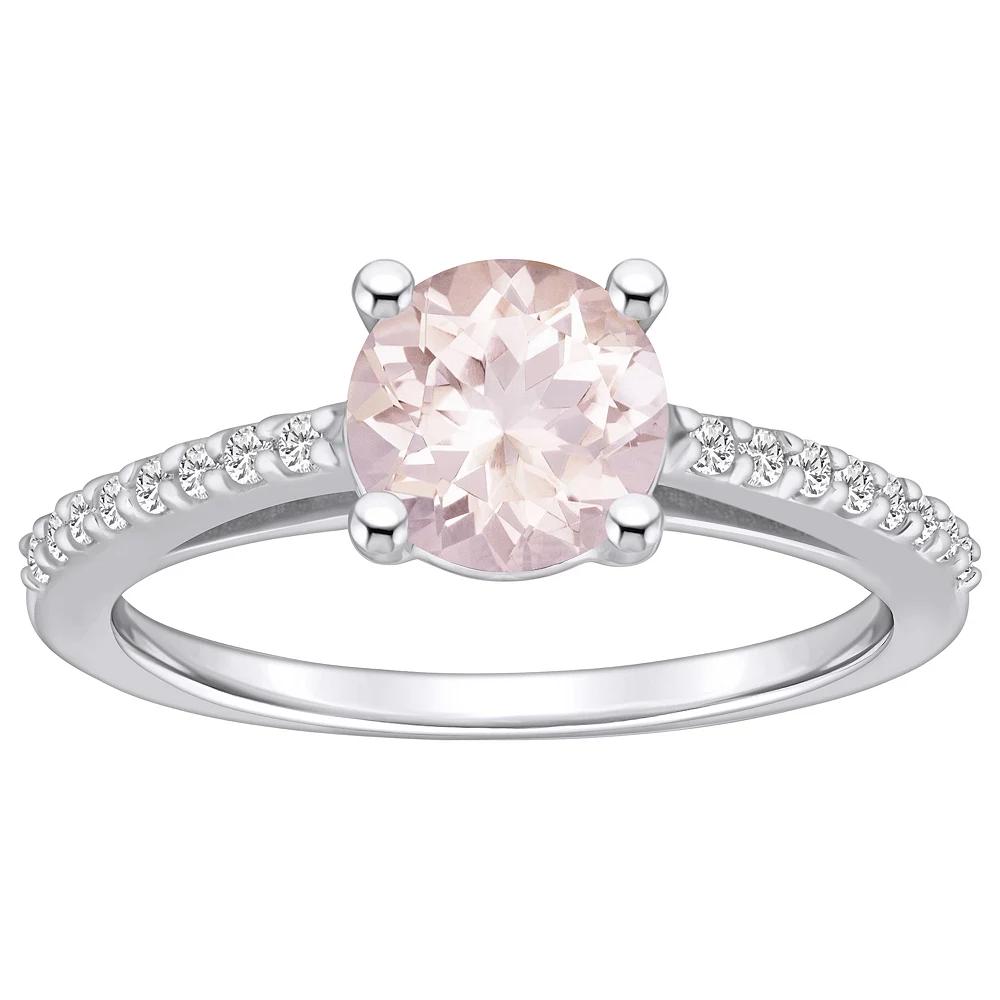 Alyson Layne 10k White Gold Round Gemstone 1/6 Carat T.W. Diamond Ring, Womens, Morganite Product Image