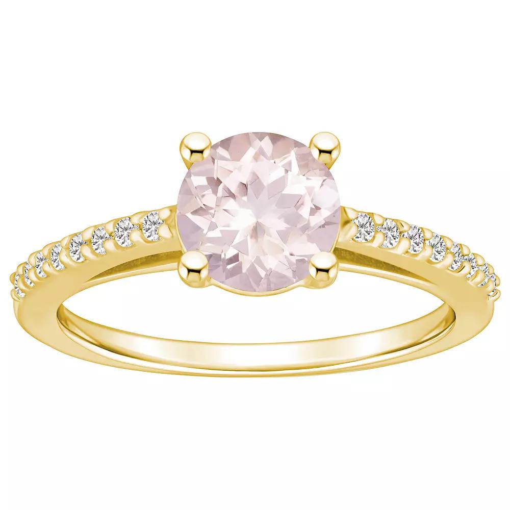 Alyson Layne 10k Gold Round Gemstone 1/6 Carat T.W. Diamond Ring, Women's, Size: 7, Morganite Product Image