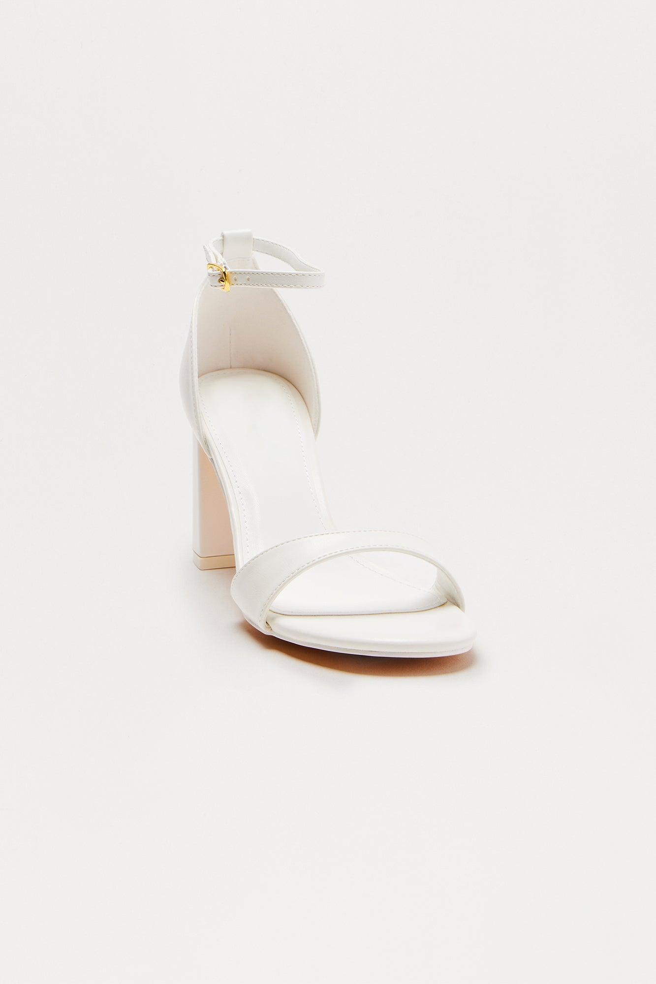 Calisay Faux Leather Block Heels - White Product Image