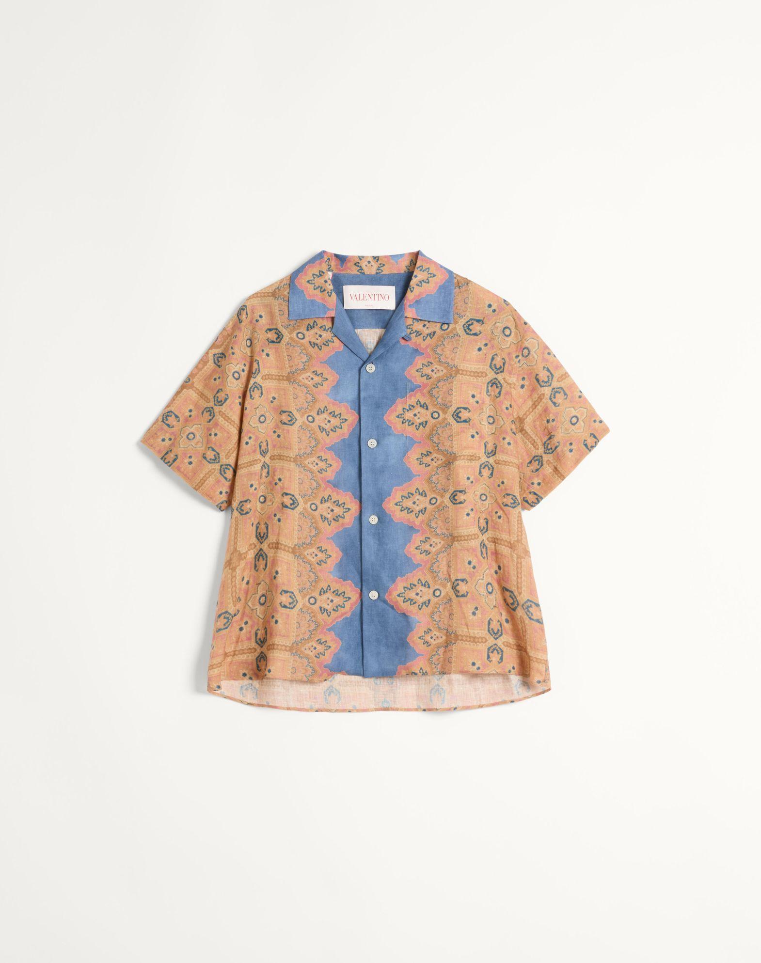 Linen Bowling Shirt With Voyage Imaginaire Print Product Image