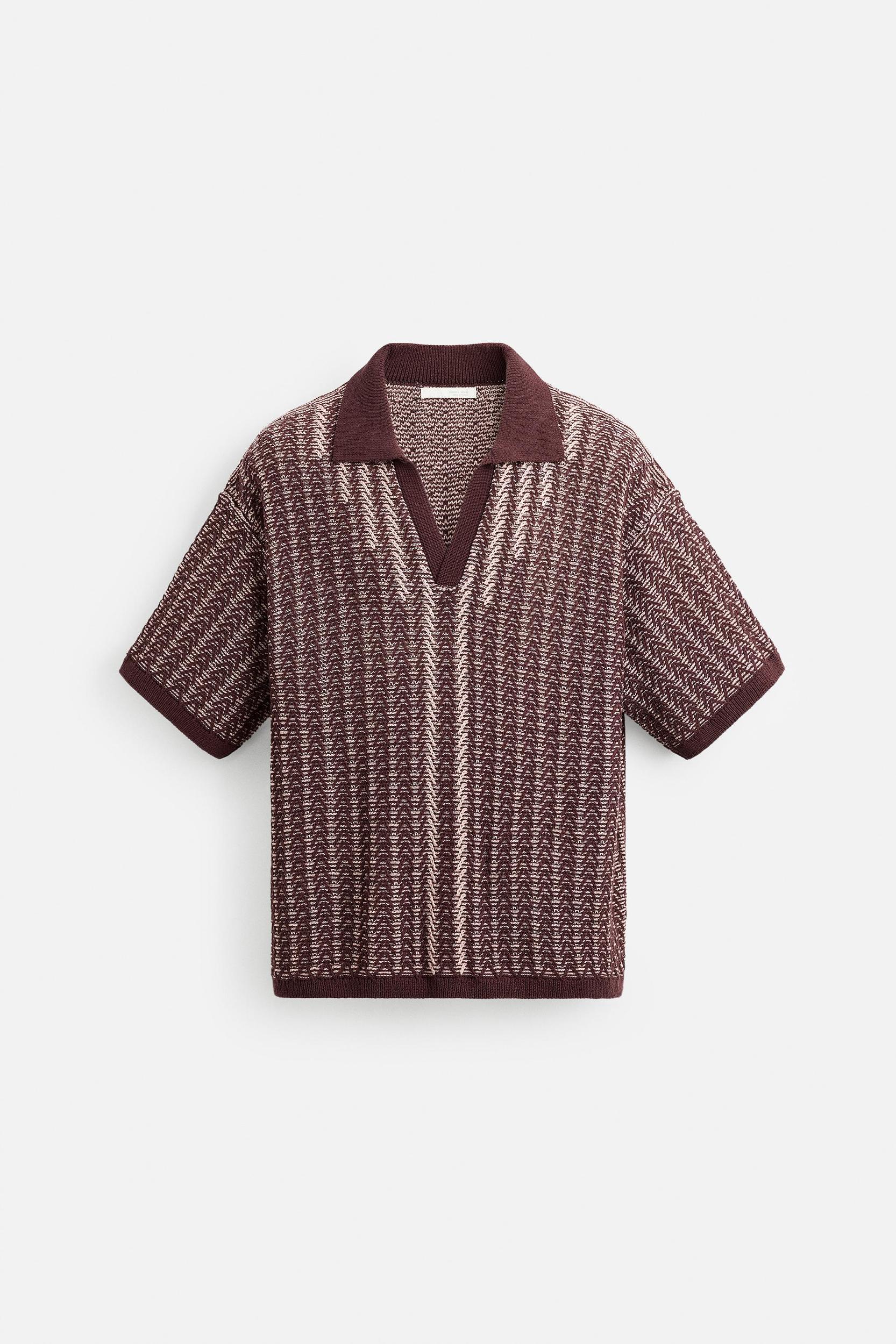 CONTRAST TEXTURED KNIT POLO Product Image