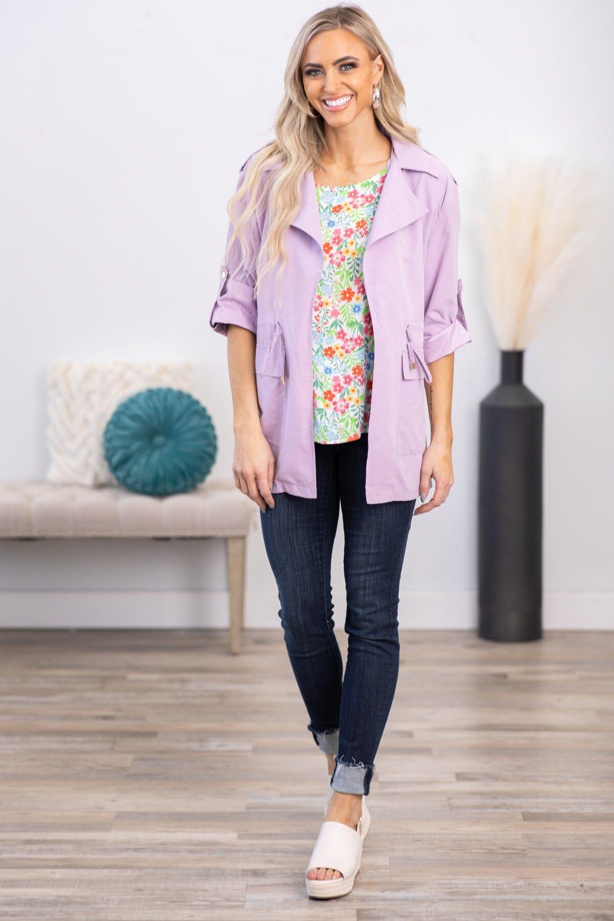 Lavender Roll Sleeve Anorak Jacket Product Image