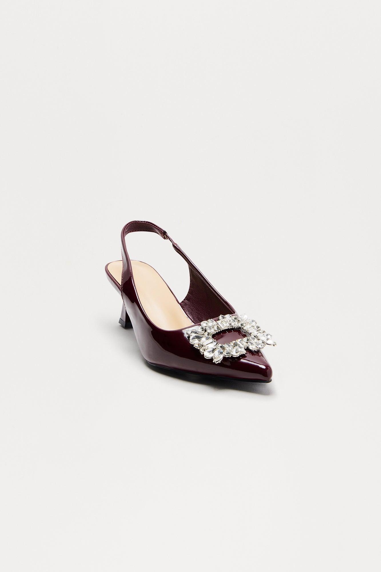 Hensey Jewel Slingback Pumps - Wine Product Image