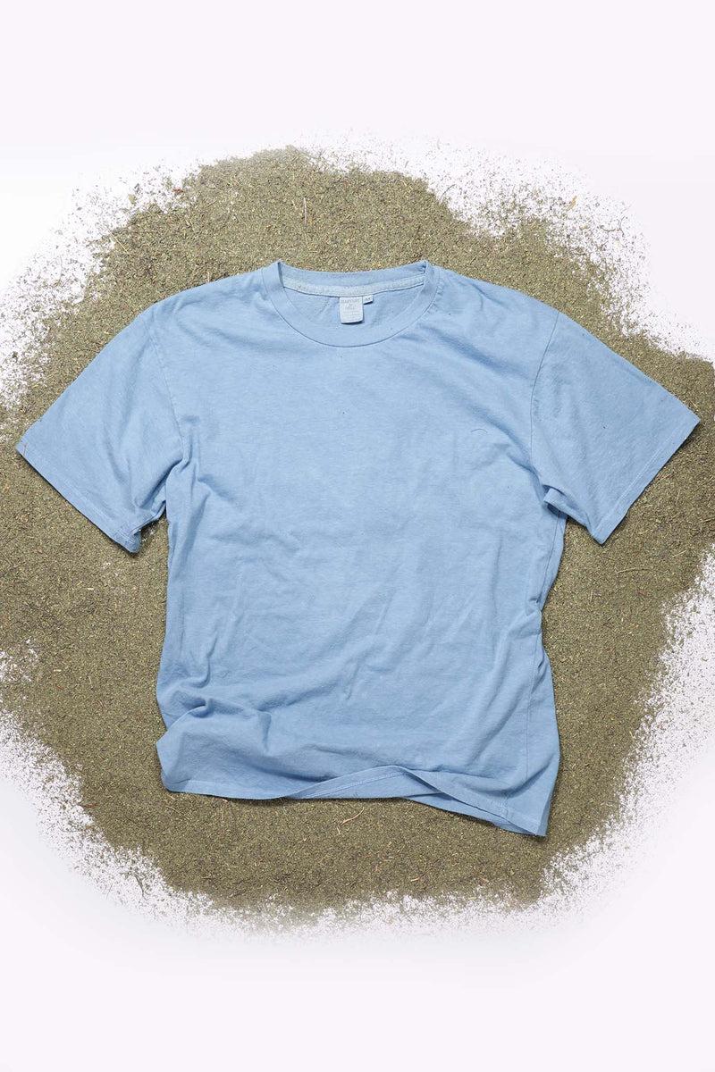 Indigo Dyed Light Blue Women's Organic Unisex Style Crew Tee Product Image