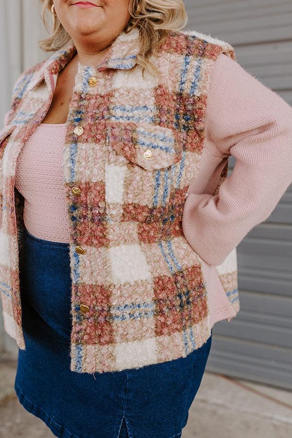 Picking Pumpkins Plaid Jacket in Blush Curves Product Image