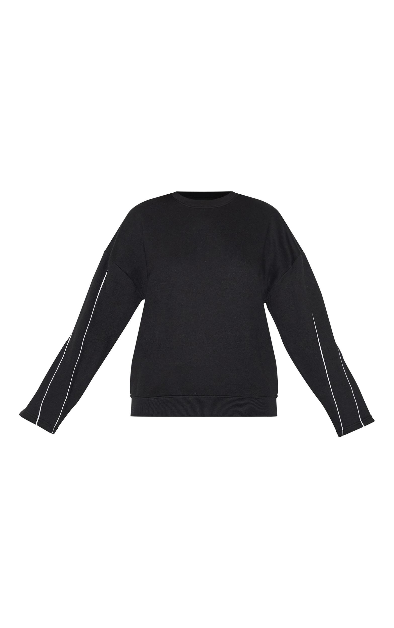 Black Contrast Piping Detail Sweatshirt Product Image