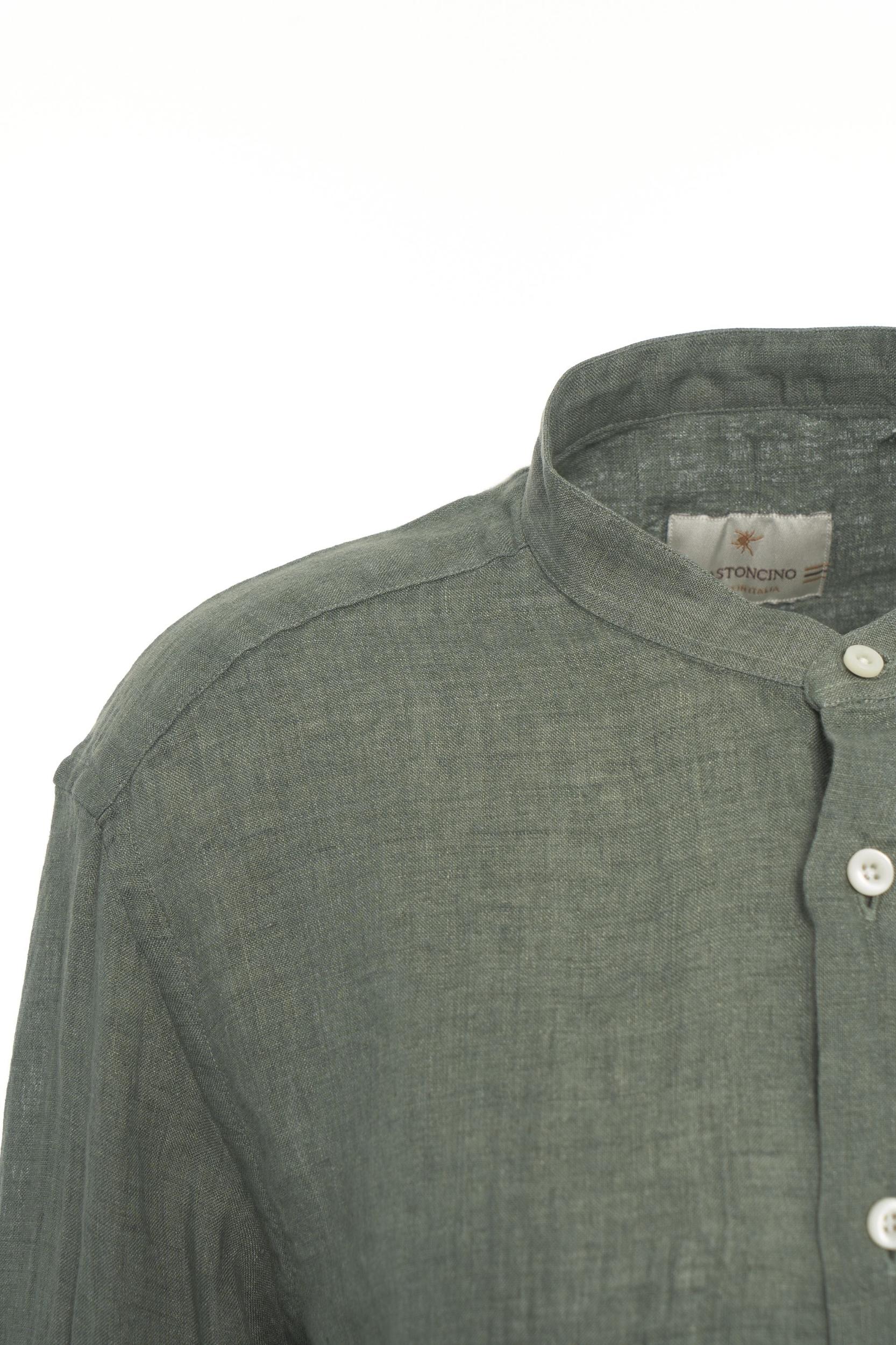 Linen shirt with mandarin collar Product Image