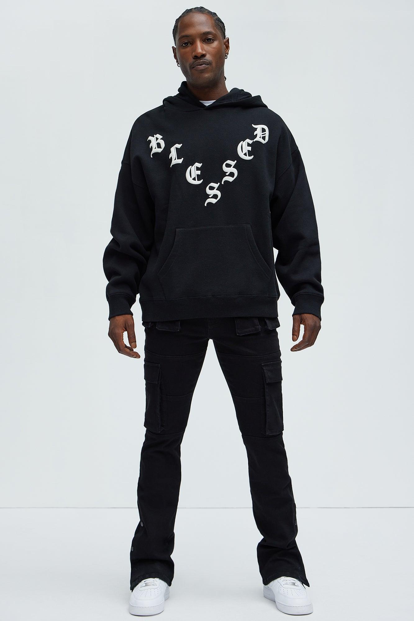 Snap At It Cargo Stacked Skinny Flare Jeans - Black Product Image