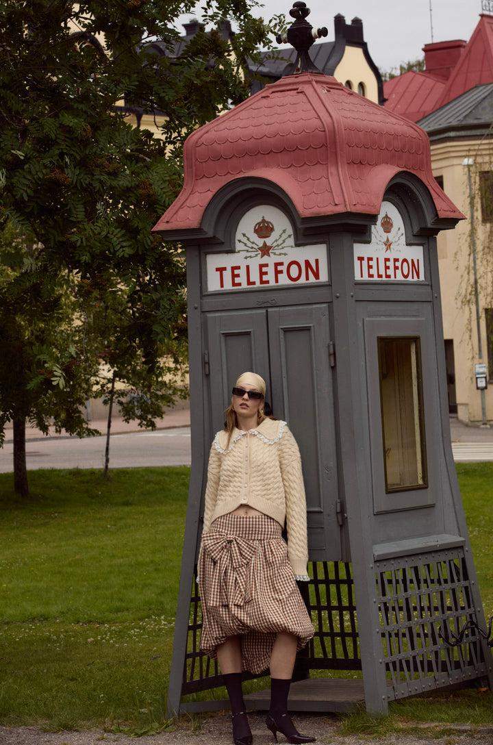 Gingerbread Gingham Midi Skirt — Neutral Product Image