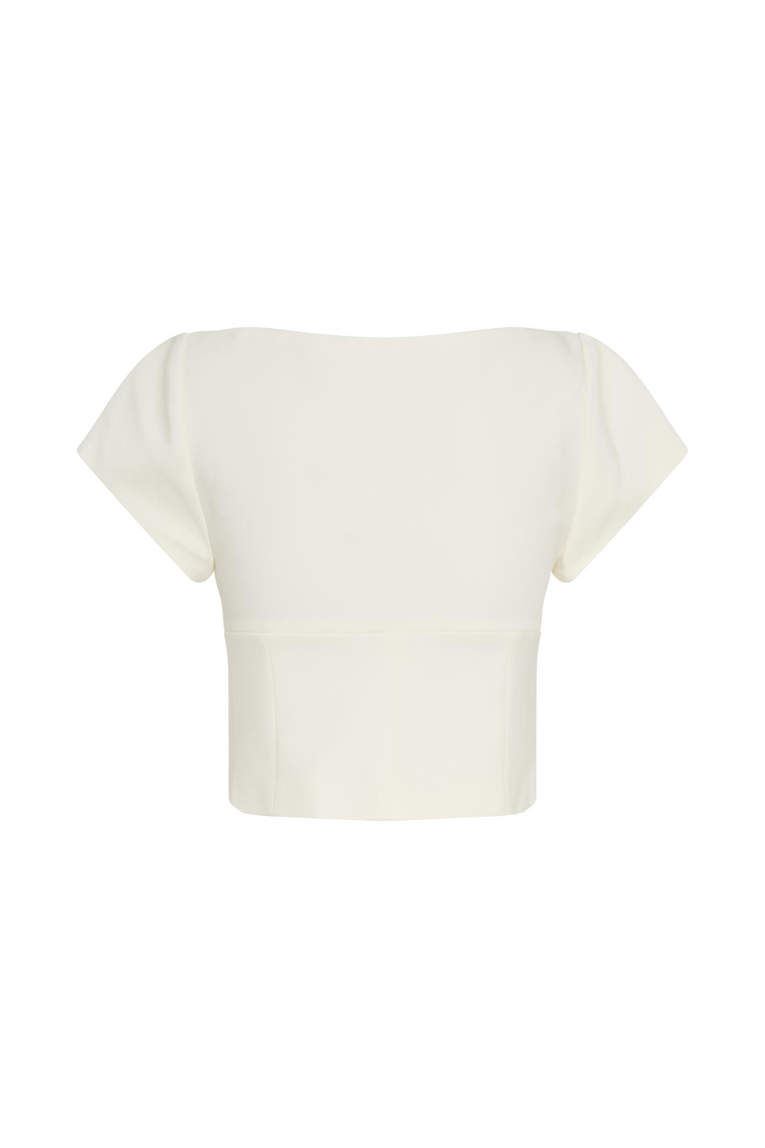 Ellis Cap Sleeve Longline Suiting Top - Ivory Product Image