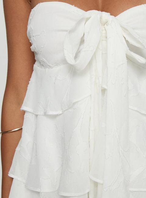Kalari Strapless Layered Mini Dress White Product Image