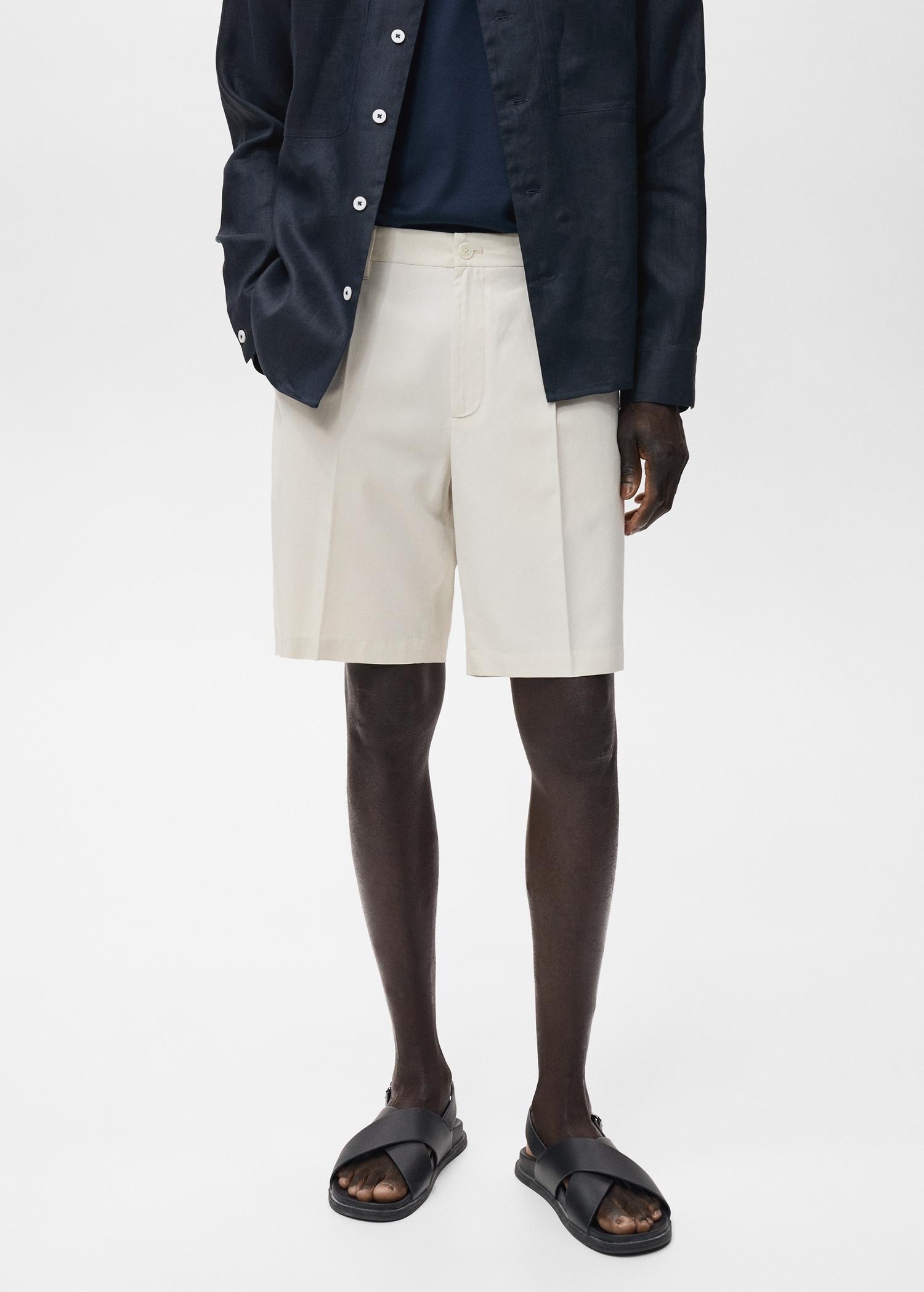 100% linen bermuda shorts - Men | MANGO USA Product Image