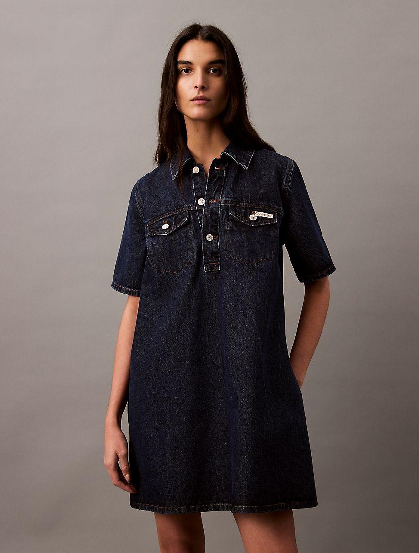Relaxed Denim Mini Shirt Dress Product Image