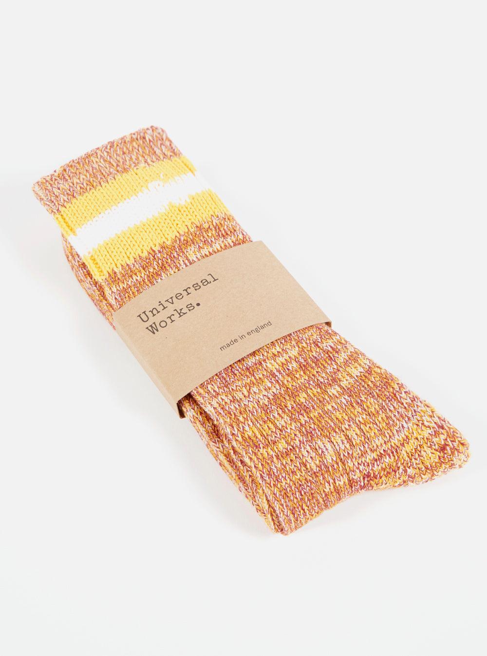 Universal Works Everyday Stripe Sock in Yellow Cotton Product Image