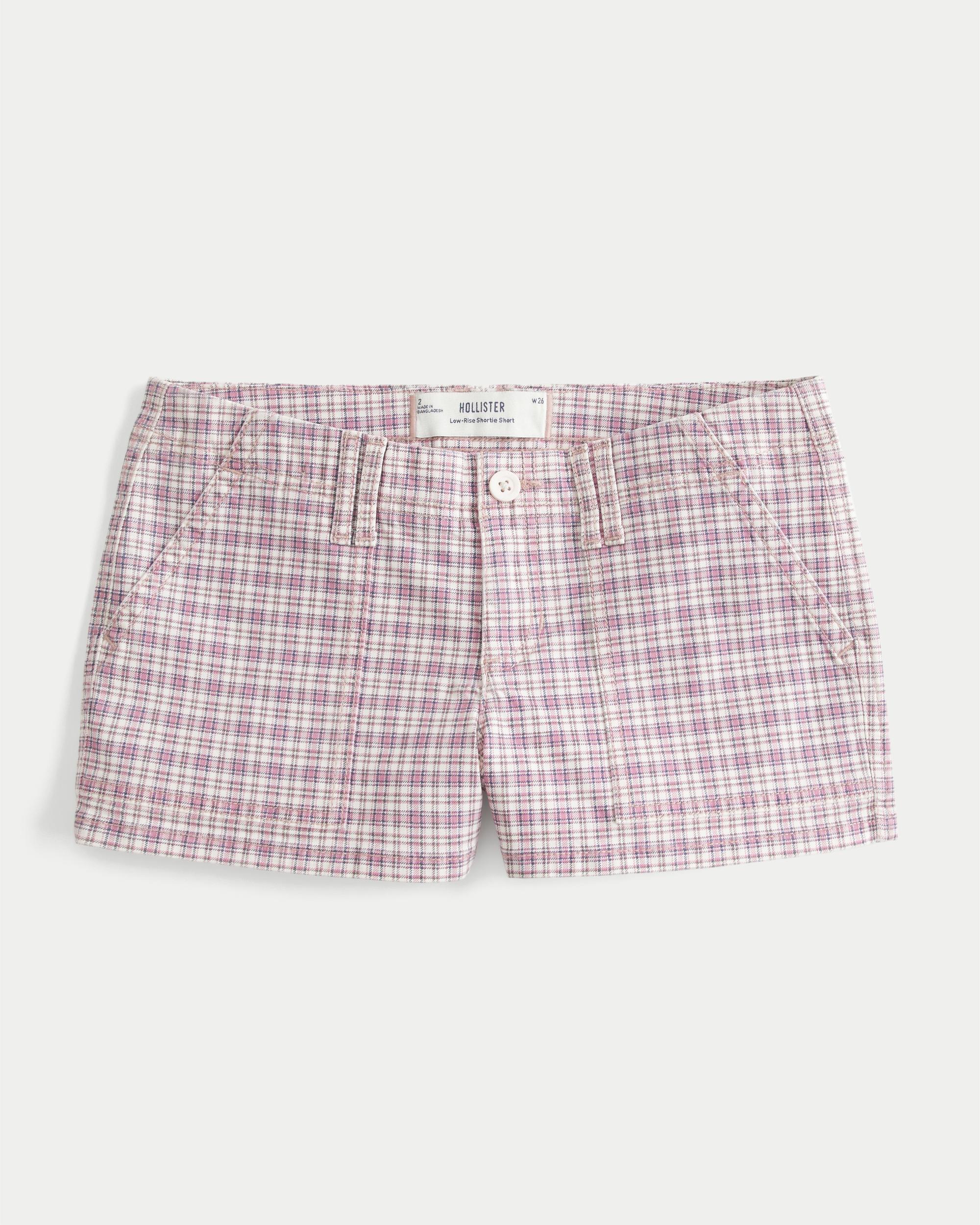 Low-Rise Twill Shortie Shorts Product Image