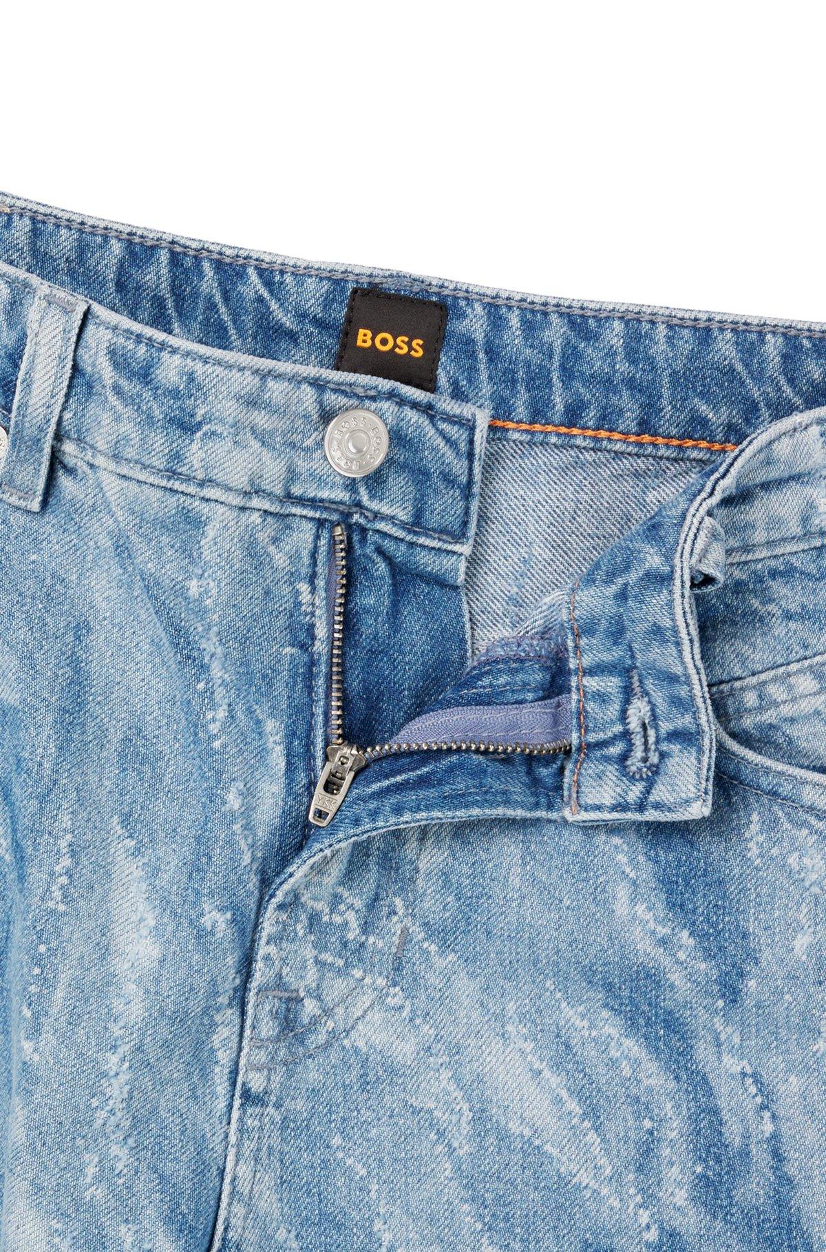 Slim-fit jeans in laser-patterned blue denim Product Image