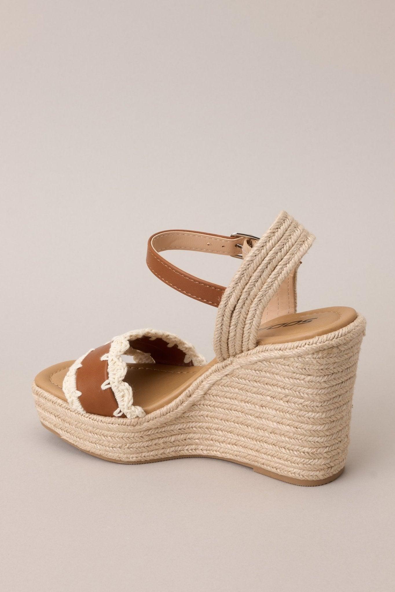 Escape to Sea Tan Scalloped Espadrille Wedge Sandals Product Image
