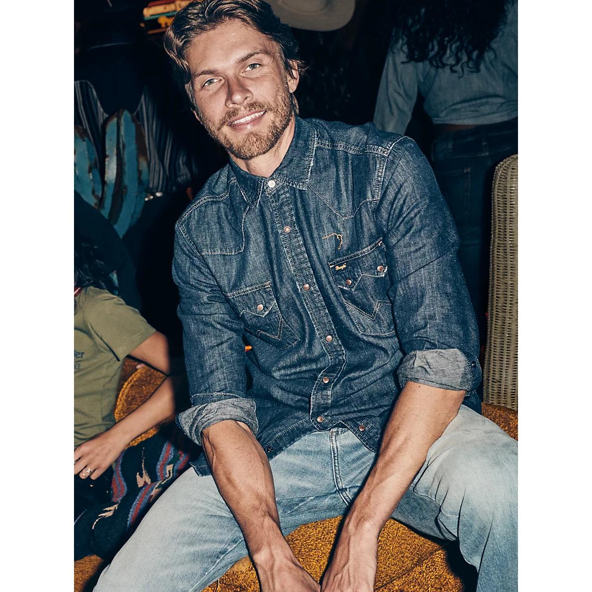 Wrangler x Buffalo Trace™ Men's Revival Shirt in Oak Indigo Product Image