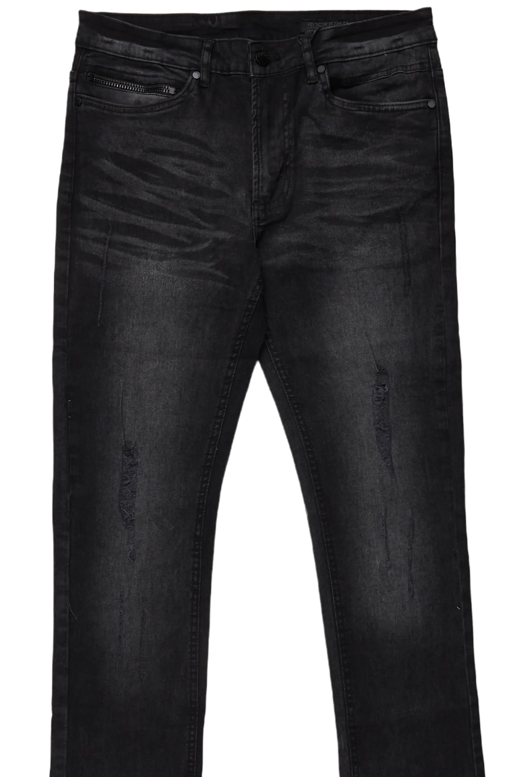 Florence Black Stacked Flare Jean Male Product Image