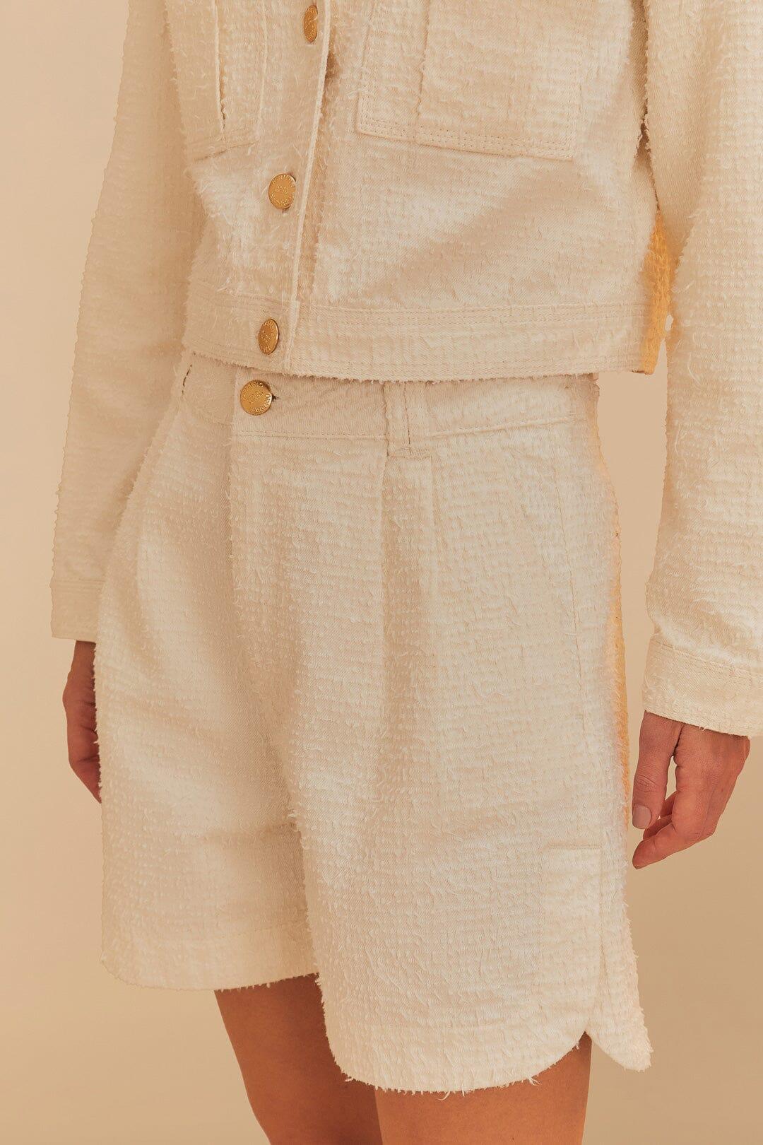 Off-White Twill Laser Pleated Shorts Product Image