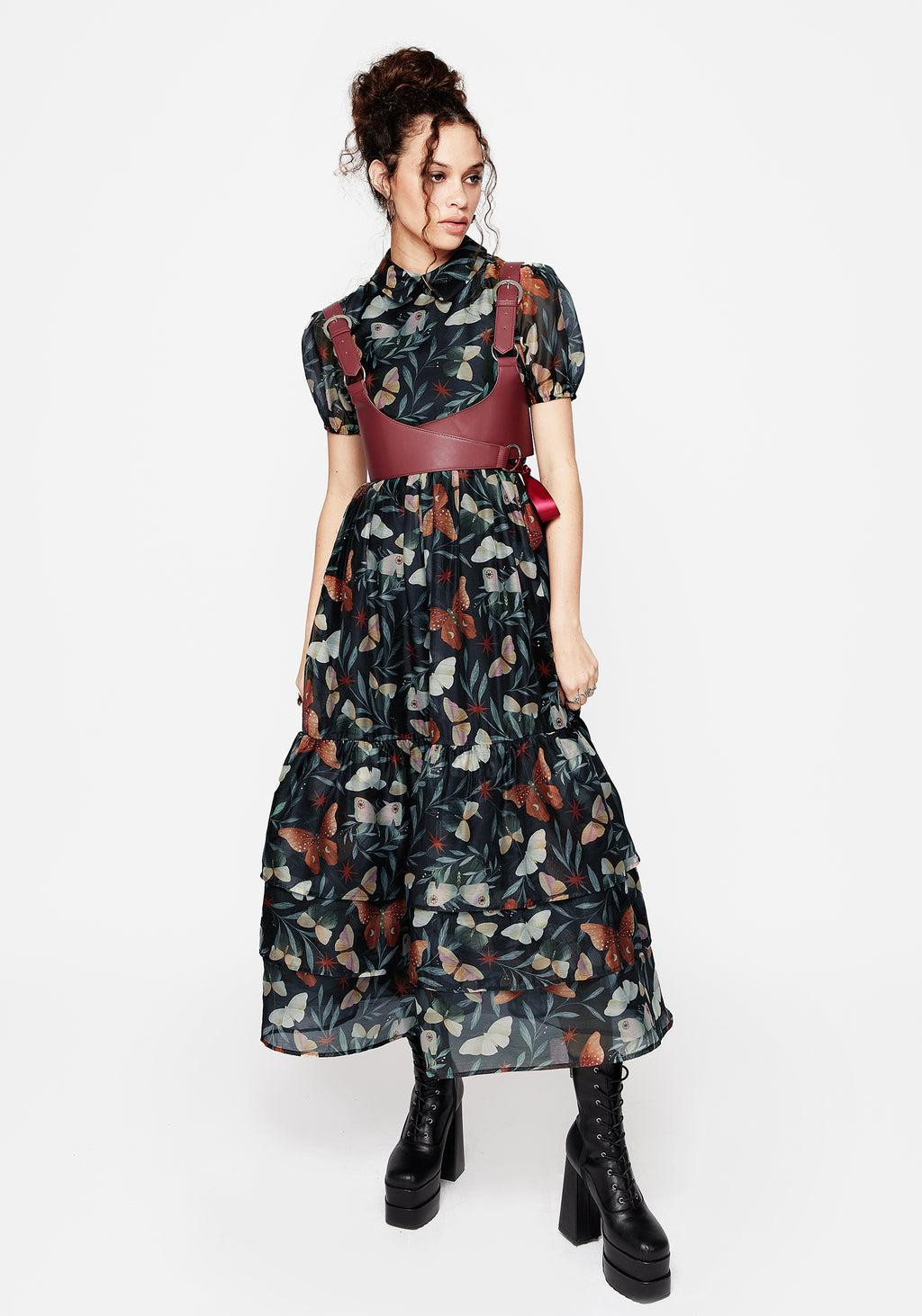 Mariposa Puff Sleeve Organza Maxi Shirt Dress Product Image