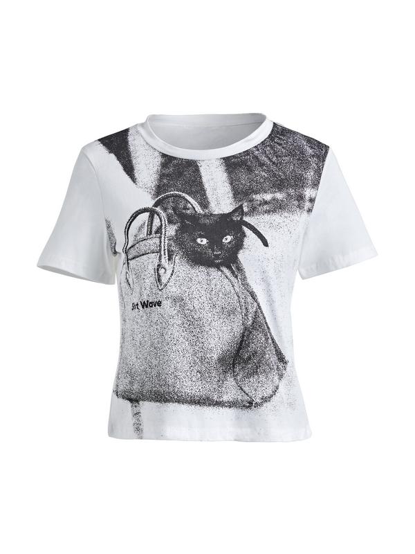 Cat Print Short Sleeve Tee Product Image