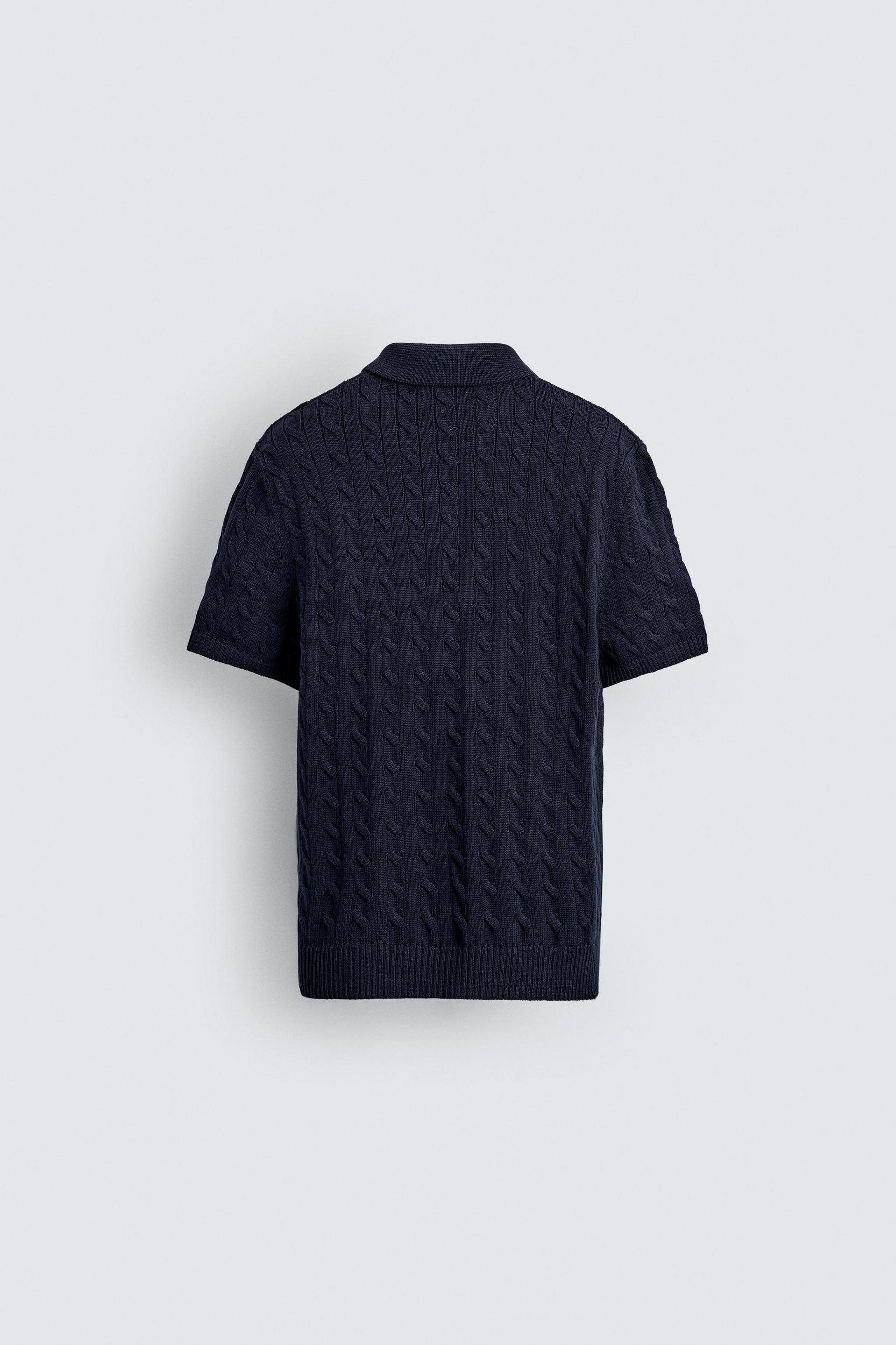 BRAIDED TEXTURED KNIT POLO Product Image