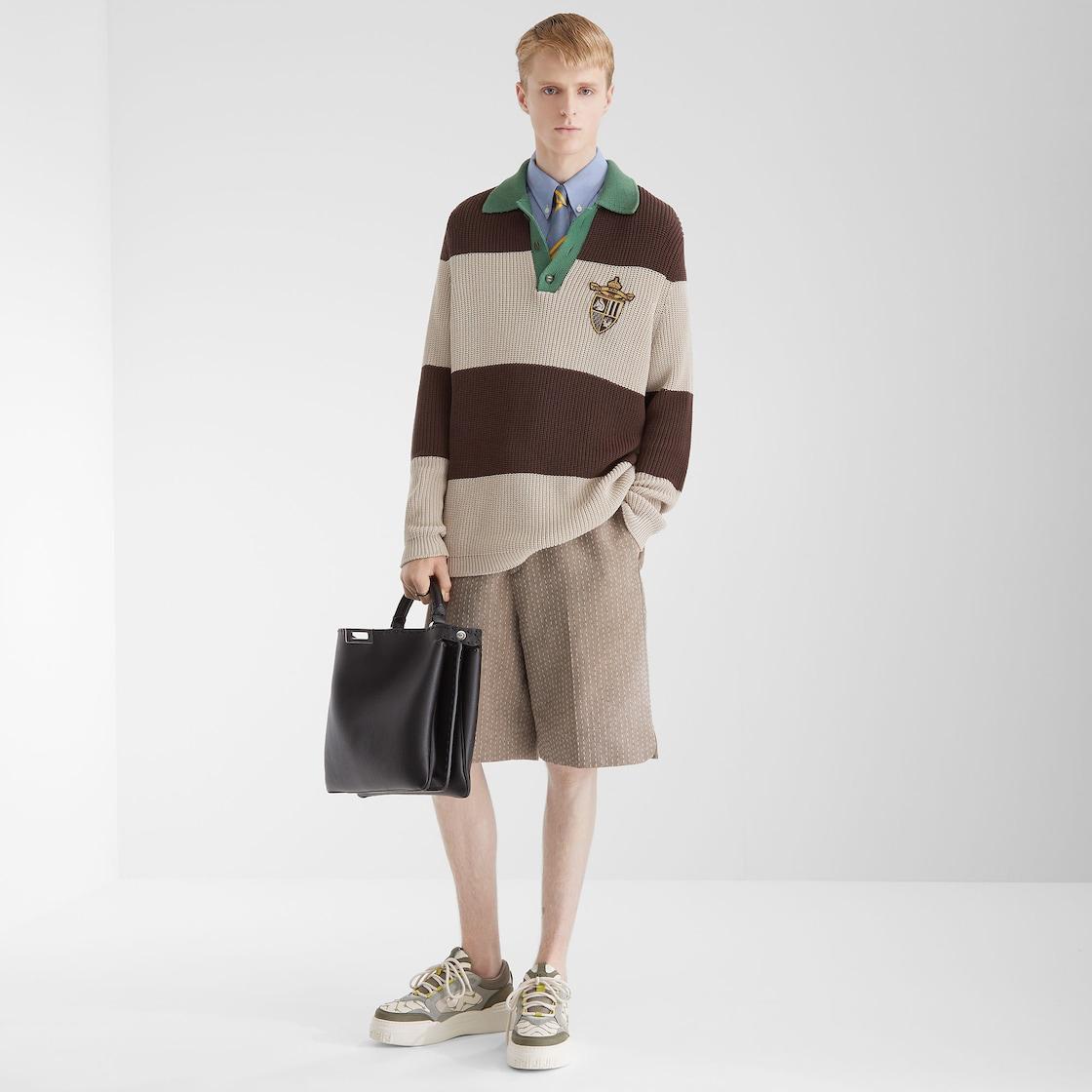 Fendi Force sneakersWhite leather and green nubuck low-tops Product Image