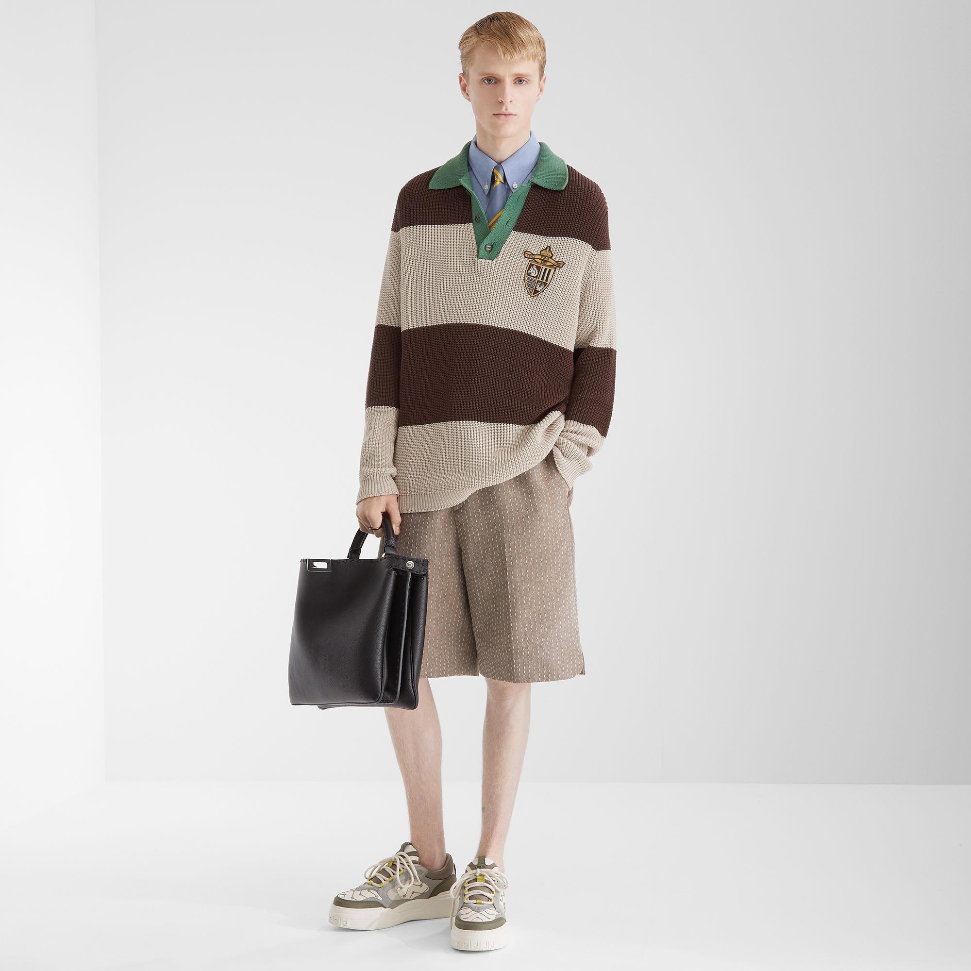 Fendi Force sneakersWhite leather and green nubuck low-tops Product Image