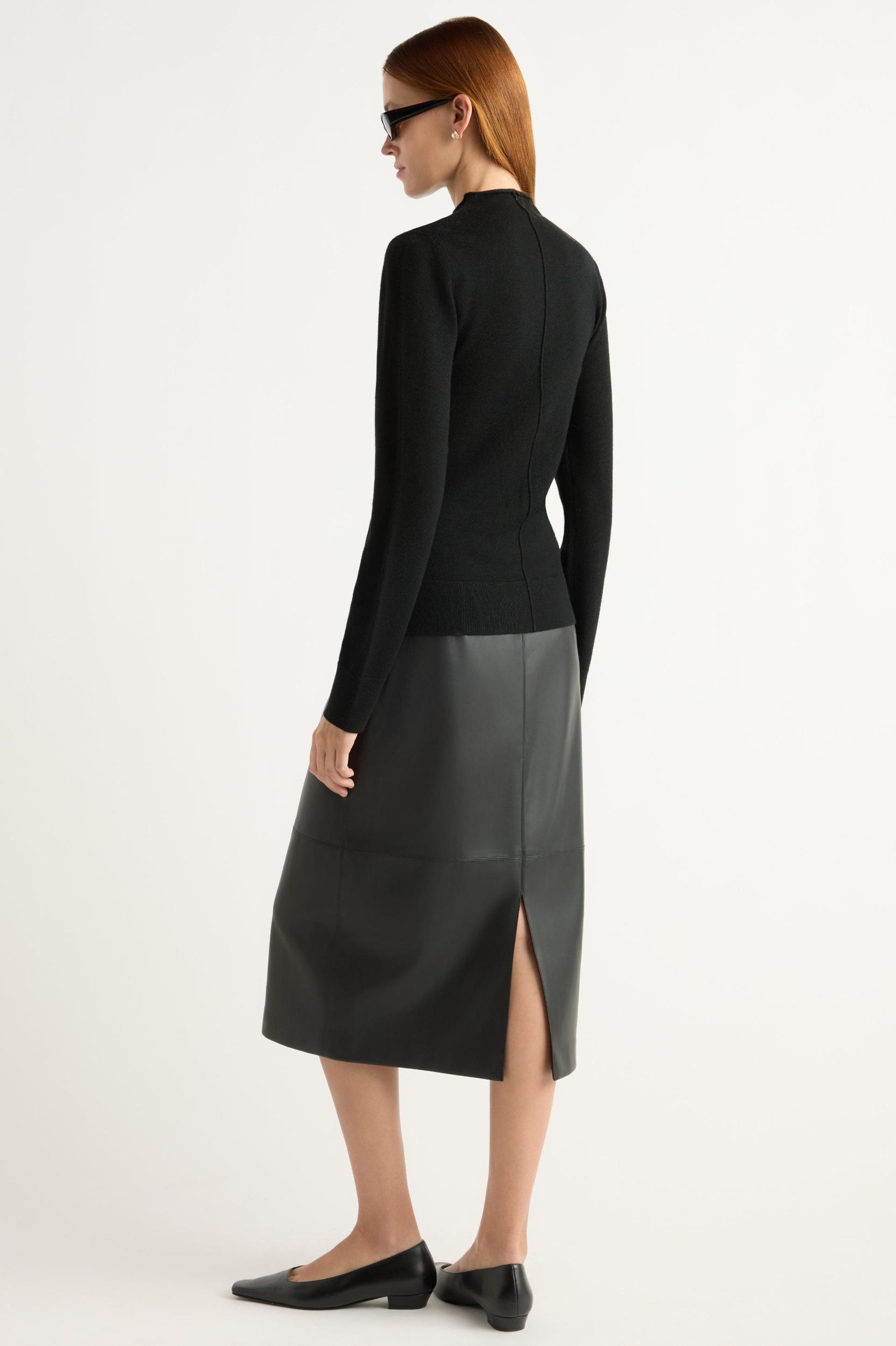 Briony Back-Slit Vegan Leather Skirt Product Image